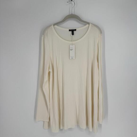 Eileen Fisher Shirt topXL ivory cream lightweight viscose jersey minimalist